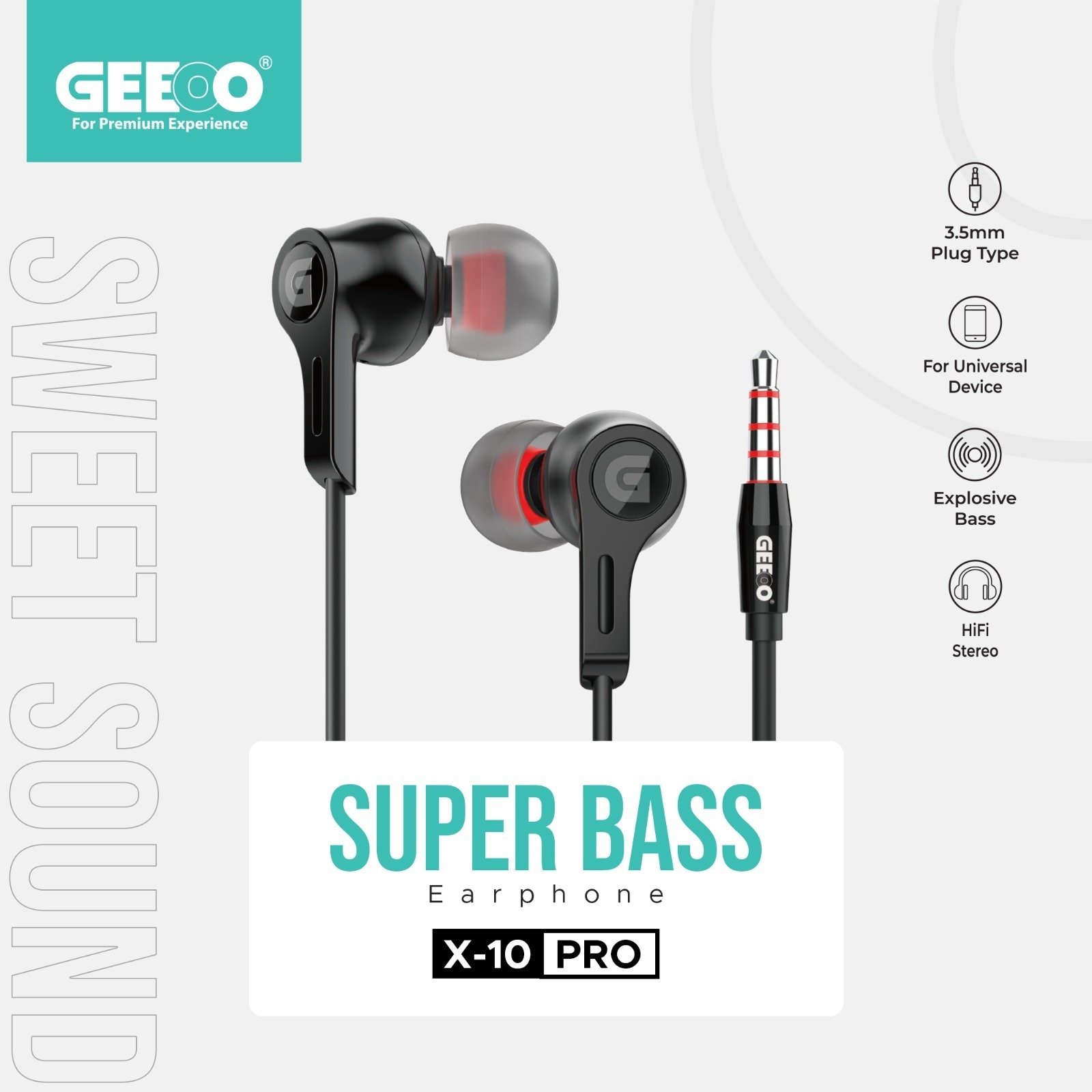 GEEOO Powerful Sound Experience Earphone X-10 Pro